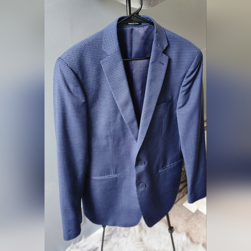 Calvin Klein Men's Blue Checkered Blazer